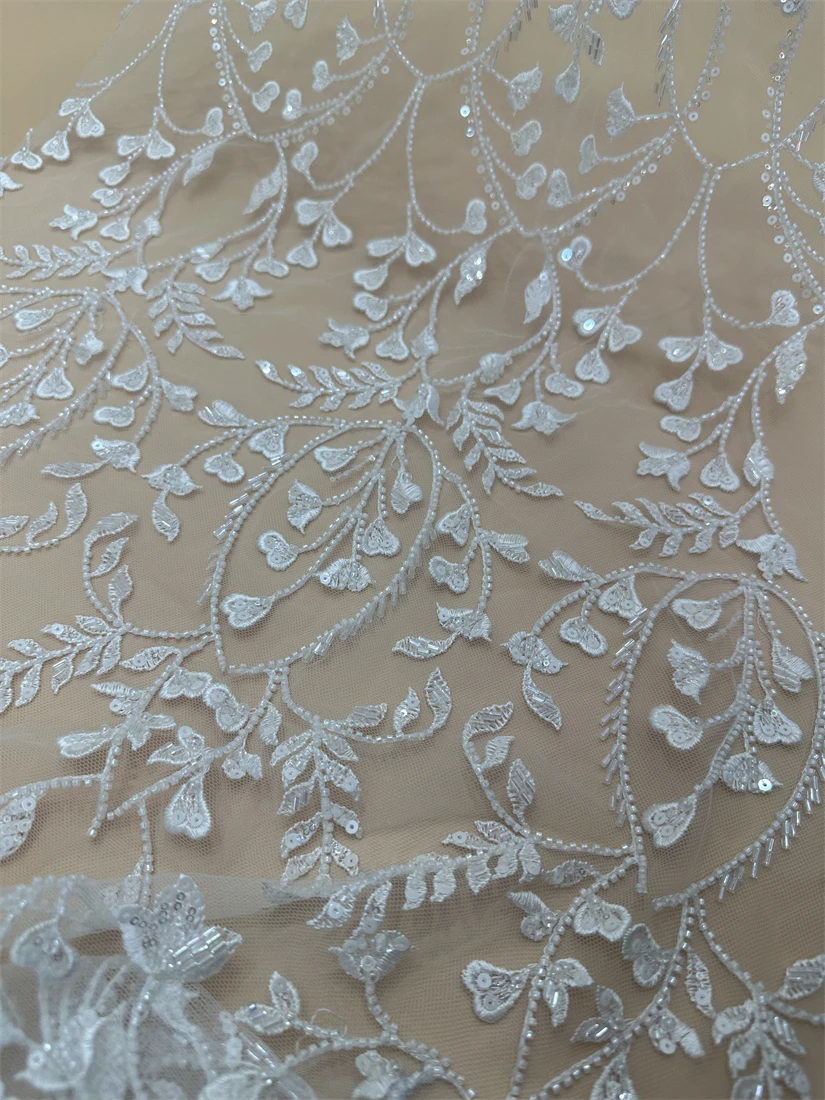 

French Tulle Lace Fabric J-13084813 High Quality African Lace Fabric With Beaded Nigerian Lace Fabric