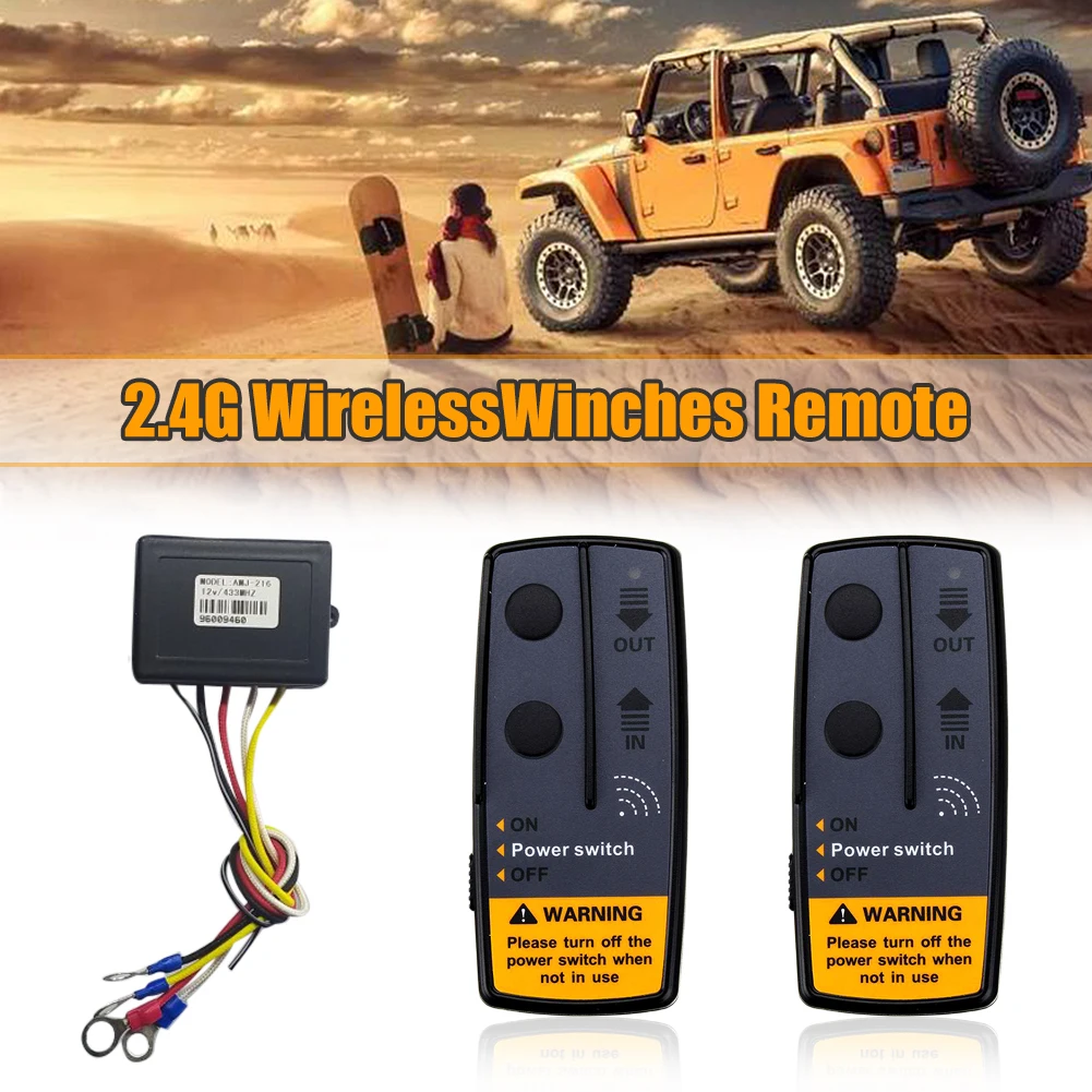 

2.4G 12V 50M Digital Wireless Winches Remote Control Recovery Kit 120W 100ft