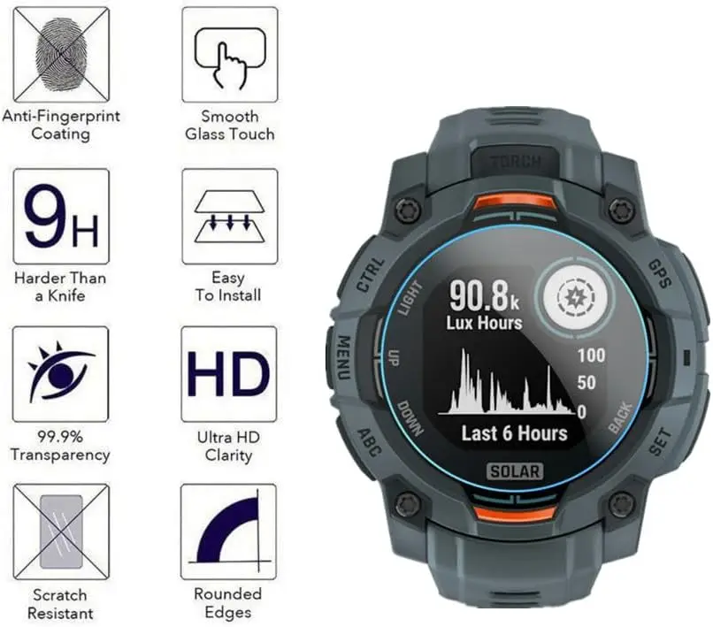 Фото 3/6/9 шт. для Garmin Instinct 3 Solar AMOLED 45 мм 50 мм 9H 2.5D пленка из закаленного стекла для умных часов закаленное стекло Защитная пленка для экрана №3