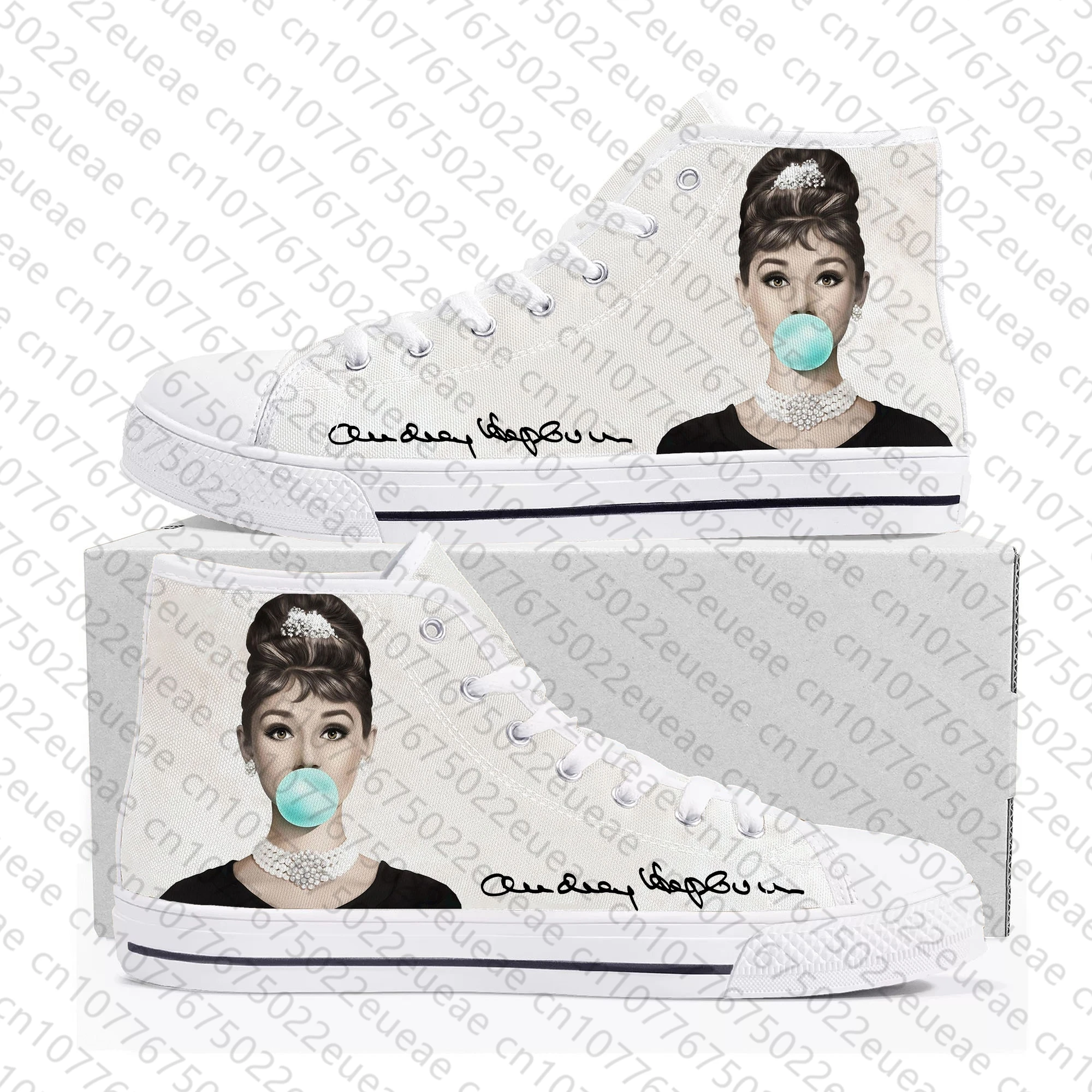 Высокие кроссовки Одри Хепберн мужские женские подростковые холщовые