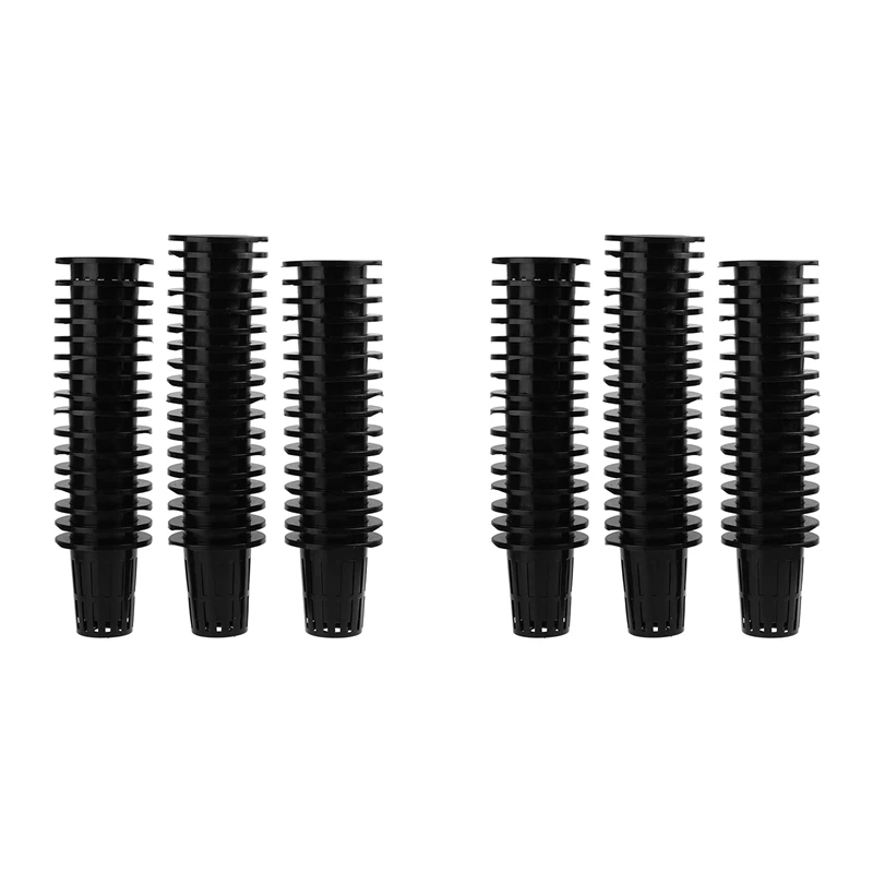 

200 Pcs Black Plastic Slotted Mesh Net Plant Cups Pots Bucket Basket For Hydroponics/Aquaponics/Orchids 70MM