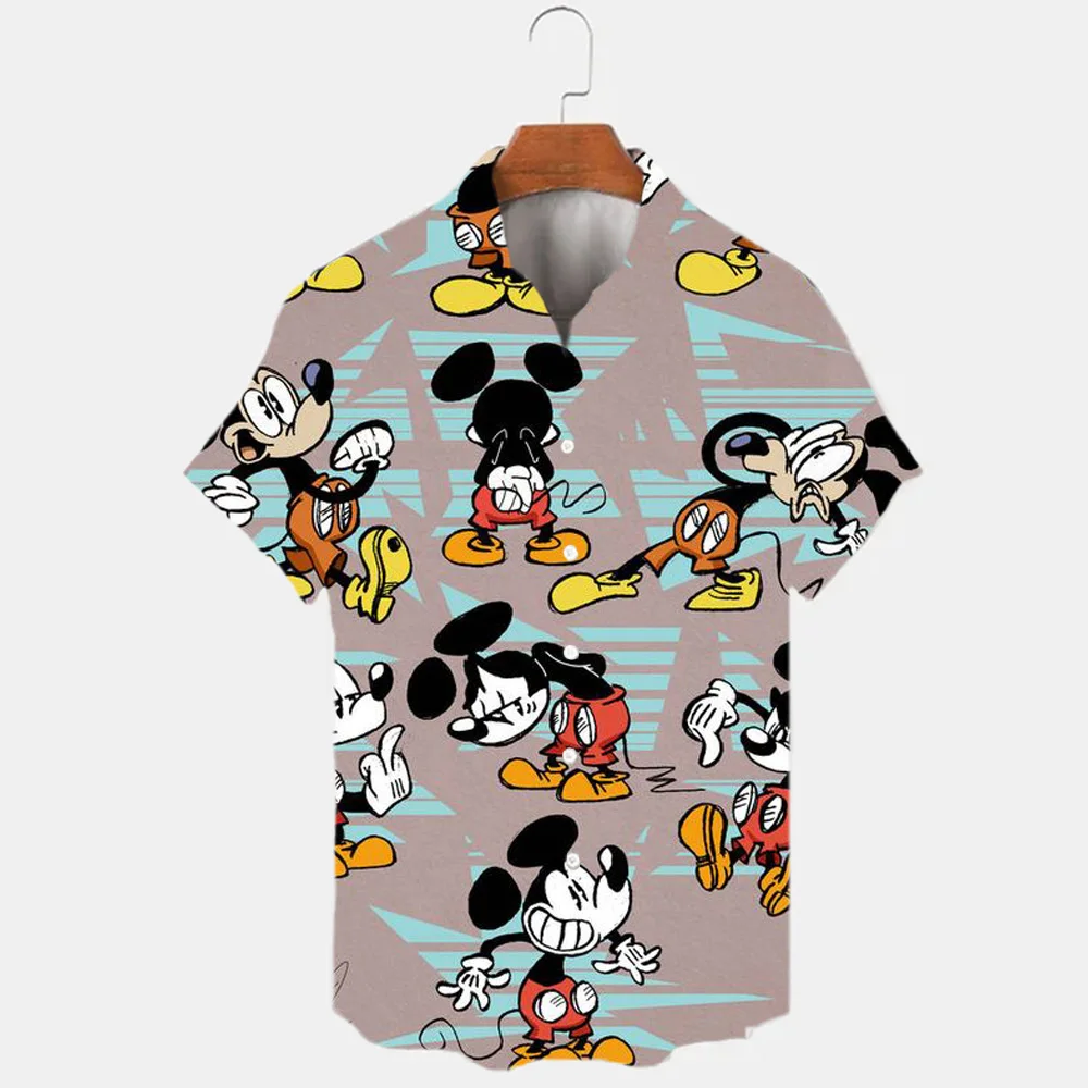 

Рубашка мужская с отложным воротником, модный тренд в винтажном стиле, большие размеры, 3d-принт Диснея, Дональда, Микки Мауса и Минни Маус