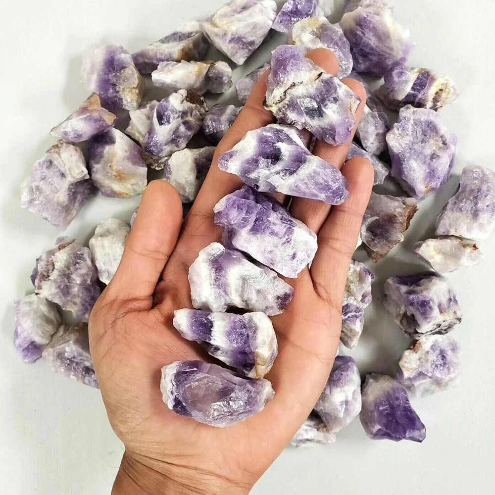 

Natural Bulk Raw Chevron Amethyst Reiki Healing Crystal Diffused Stone Mineral Specimen Collection Meditation Home Decor