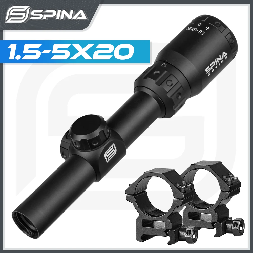 Spina Optics 1.5-5x20 Tactical Hunting Riflescope  1/4MOAL Sniper Rifle Scope Hunting Scopes For Airsoft Air Guns