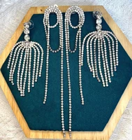 za new retro temperament rhinestone tassel earrings for woman party jewelry