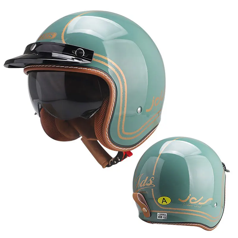 Мотоциклетные шлемы с открытым лицом и темным козырьком одобренные DOT ретро 3/4