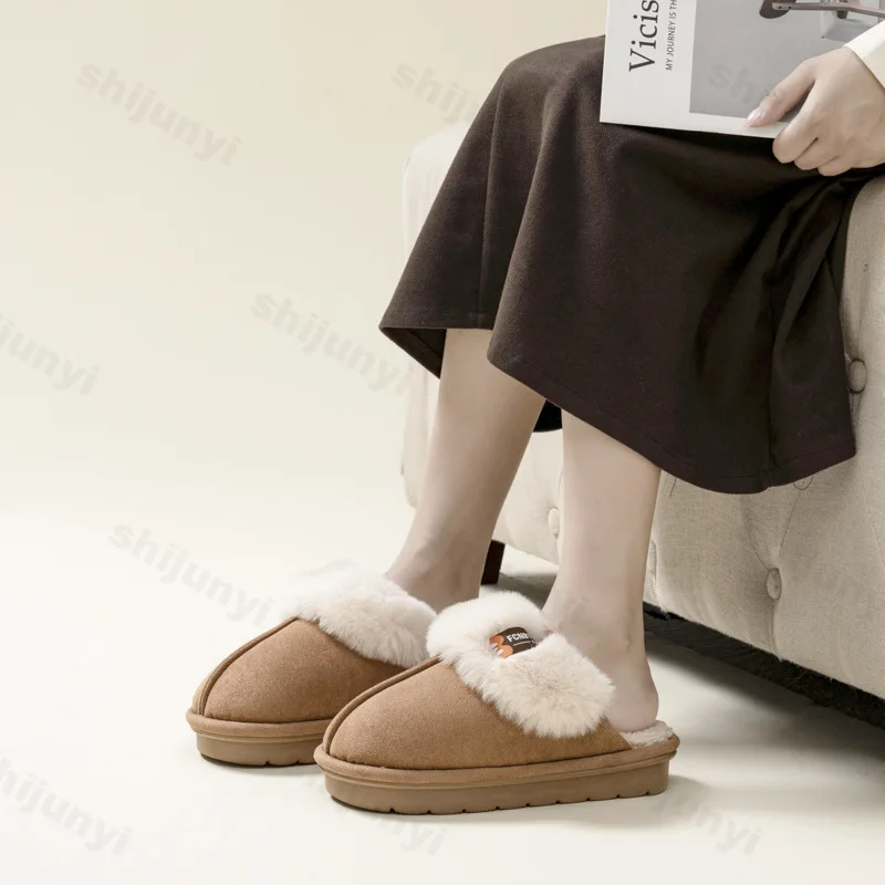 Новые модные пушистые женские тапочки на платформе зима 2020 теплая плюшевая