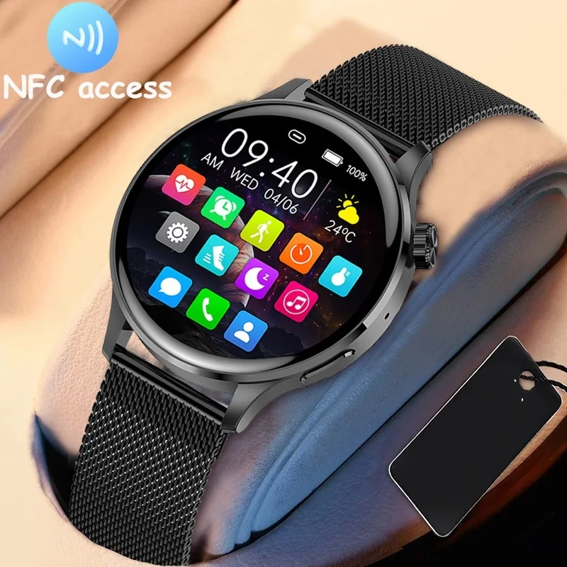 

2022 New NFC Smart Watch Men Bluetooth Call AI Voice Control 320*320 HD Display Sports Waterproof Music Player Smartwatch Man