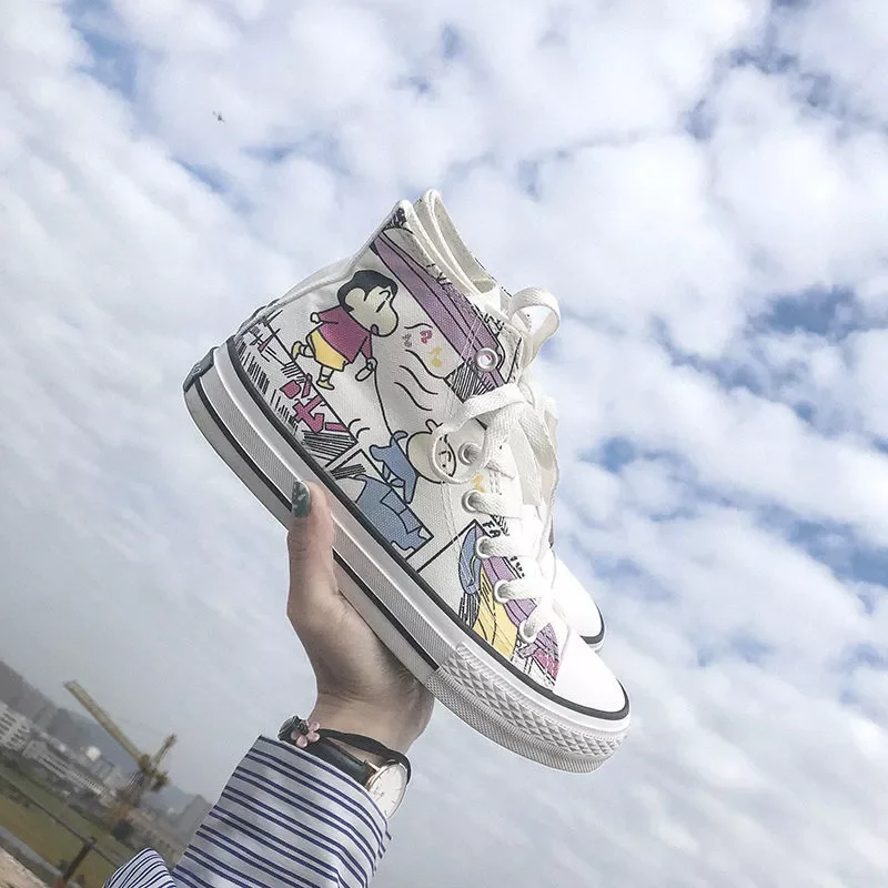

2023NEW Canvas Shoes Students Girl Casual Shoes Cloth Vulcanized High Top Women Sneakers Basic Simple Style White