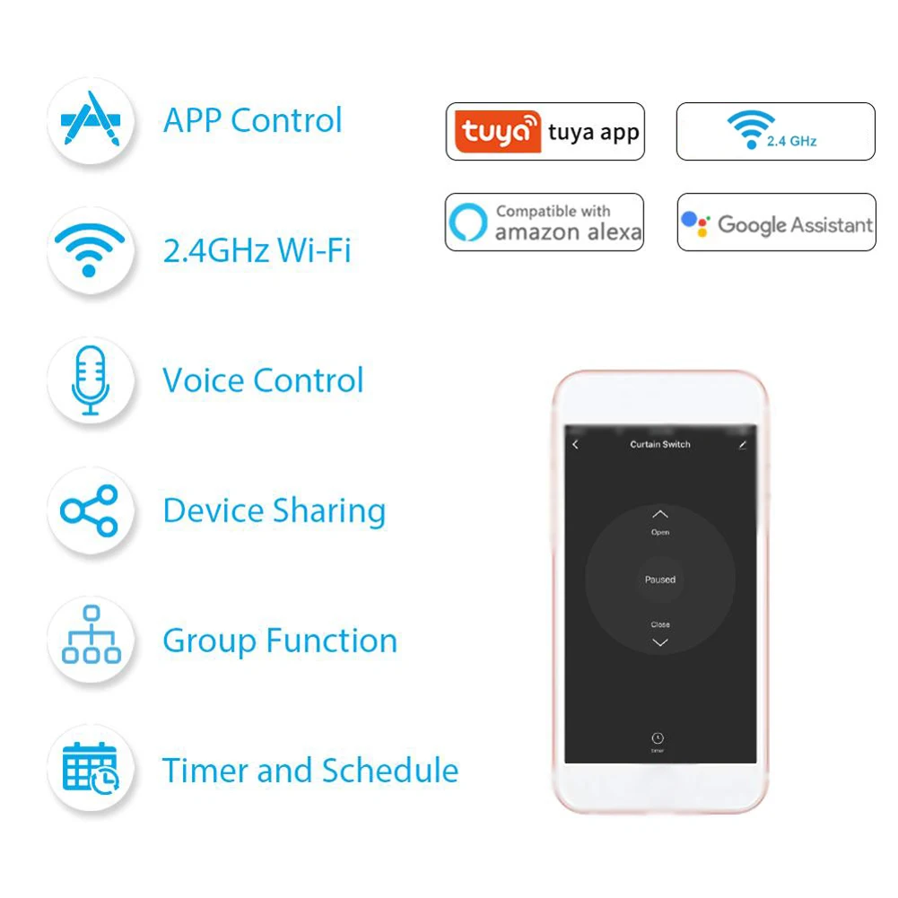 Интеллектуальный модуль занавесок QS-WIFI-CP03 Tuya Wi-Fi для рулонных жалюзи двигатель