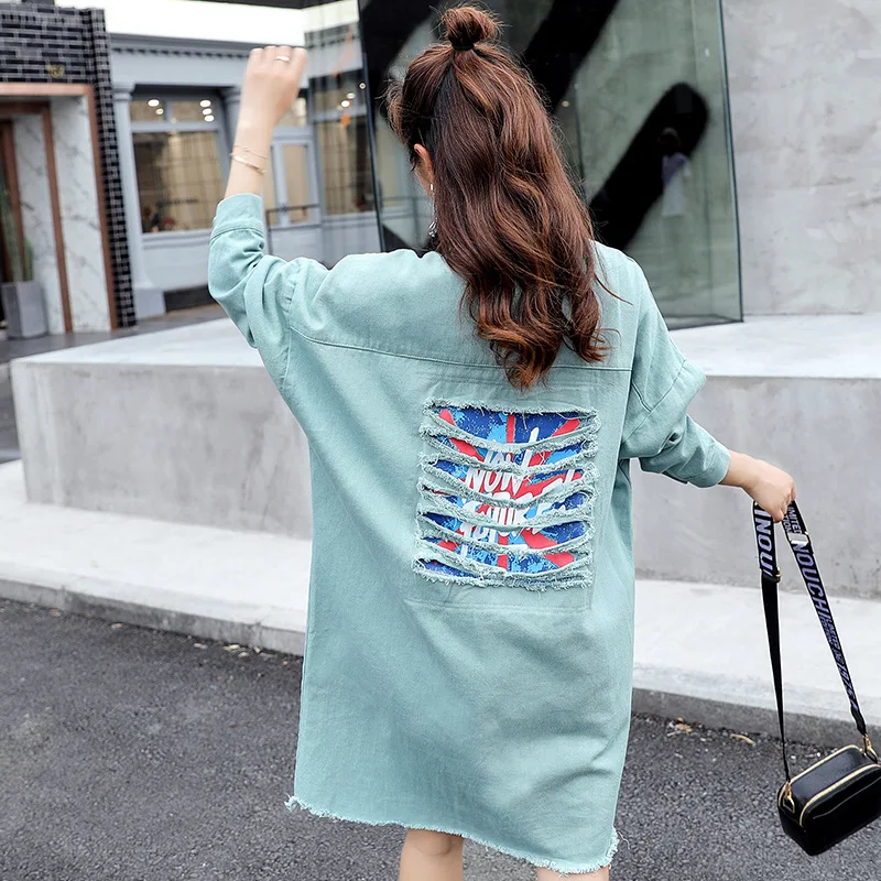 Новинка весна-осень 2022 Корейская версия модная рваная джинсовая куртка средней