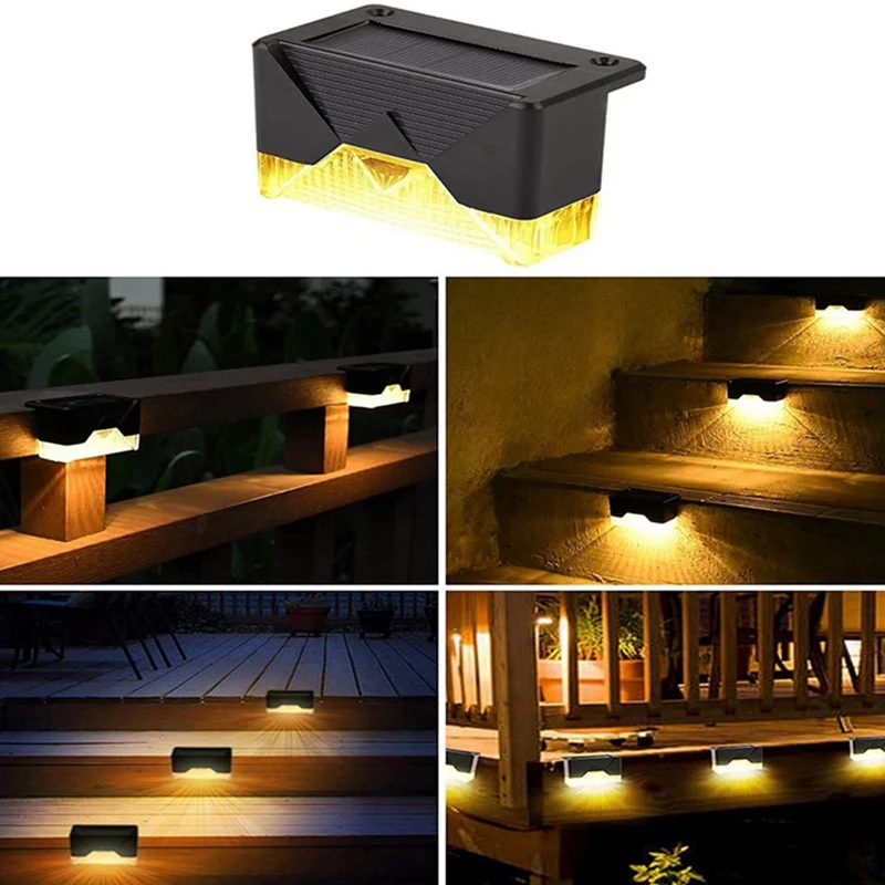 

4PCS Solar Stair Lamp Outdoor Fence Light Garden Lights Pathway Yard Patio Steps Lamps Solar Night Light IP55 Waterproof