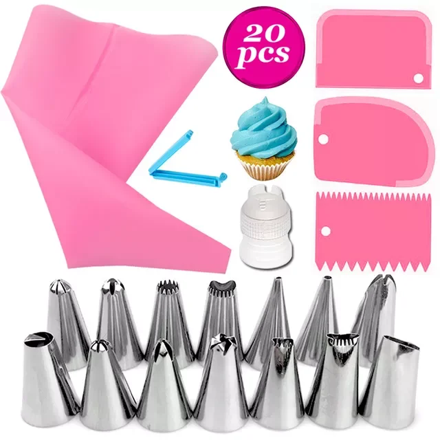 

Stainless Steel+Plastic Cakes Decoration Pastry Nozzle Set Multi Purpose With Cream Pastry Bag Kitchen Gadgets