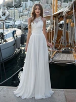 2022 halter a line wedding dress appliques sleeveless chiffon bridal gown simple elegant beach summer party dresses for women