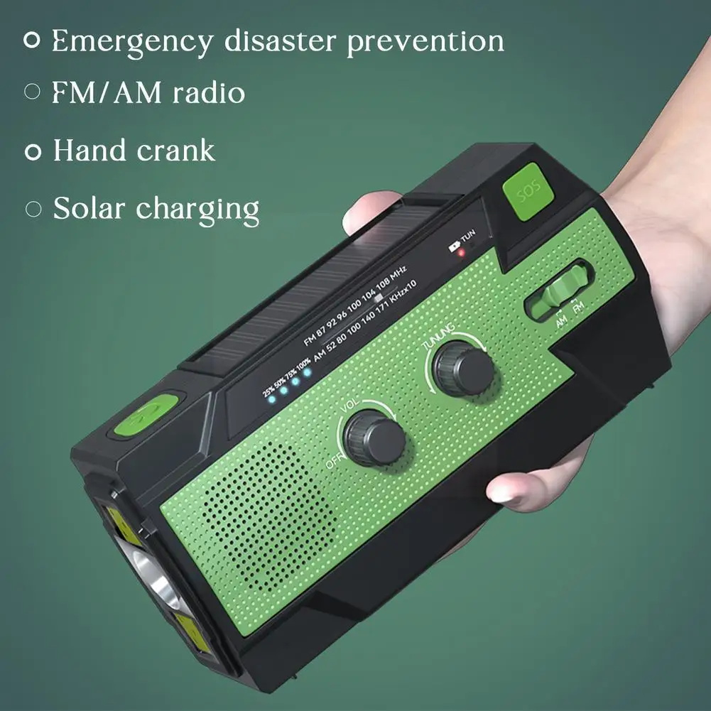 

Multifunctional Solar Power Hand-crank Radio Outdoor Emergency Led Radio Light Alarm Radio Fm Survival Am Lighting Reading S5s9