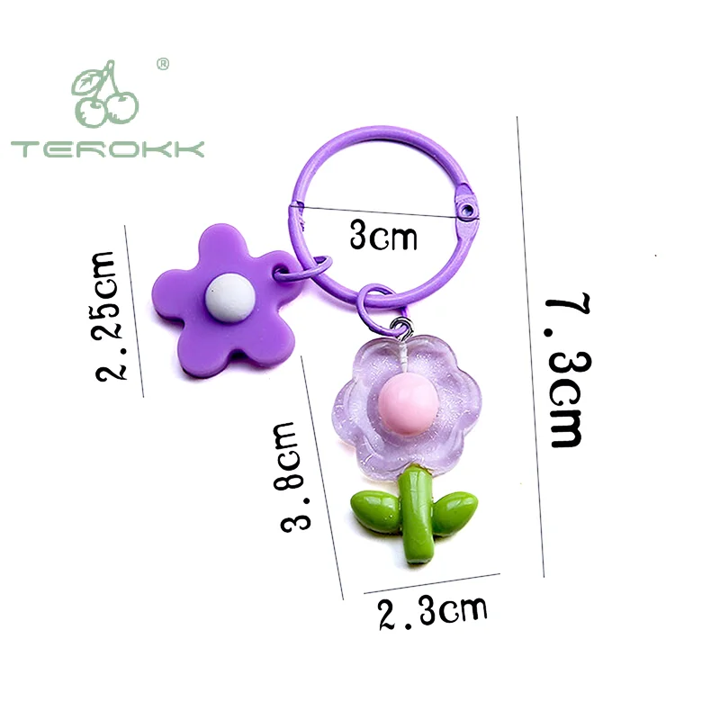 Креативное кольцо для ключей в виде цветка конфетного цвета