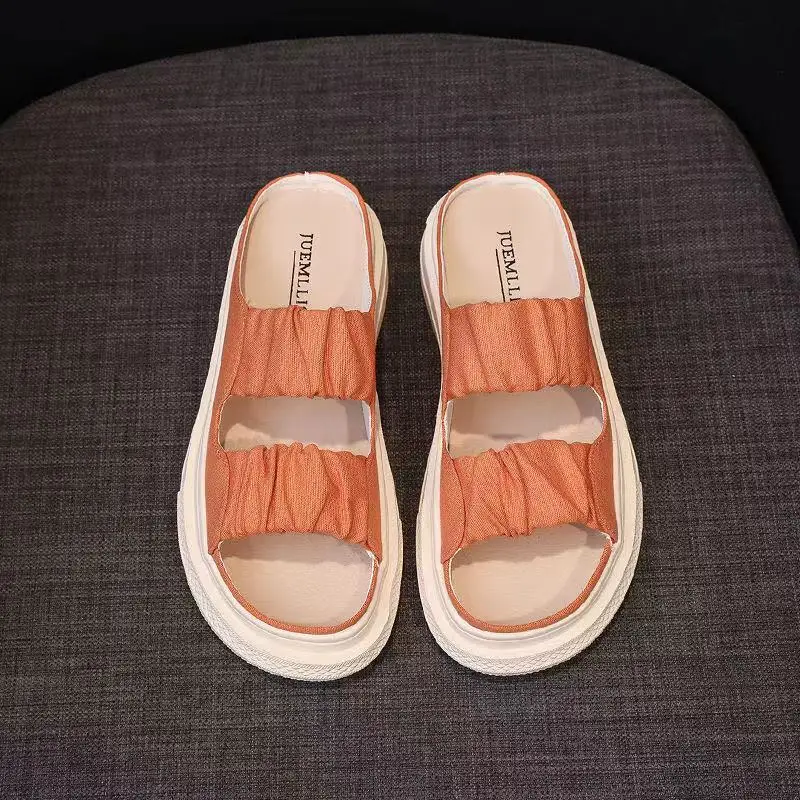 

Сандалии и шлепанцы женские универсальные, повседневные эластичные, плоская подошва, открытый носок, модная наружная одежда, лето 2022