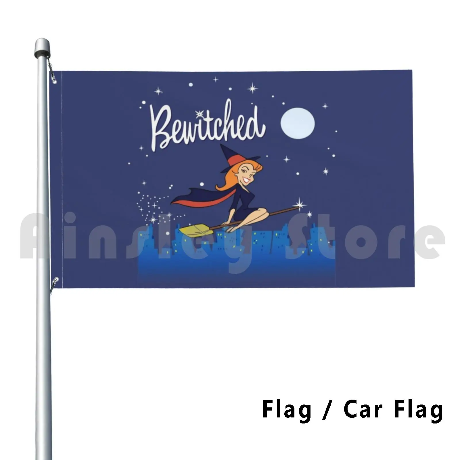 Bewitched Shirt , Sticker , Badge , Flag Car Flag Printing Custom Bewitched Tv Samantha Endora Darrin Darren