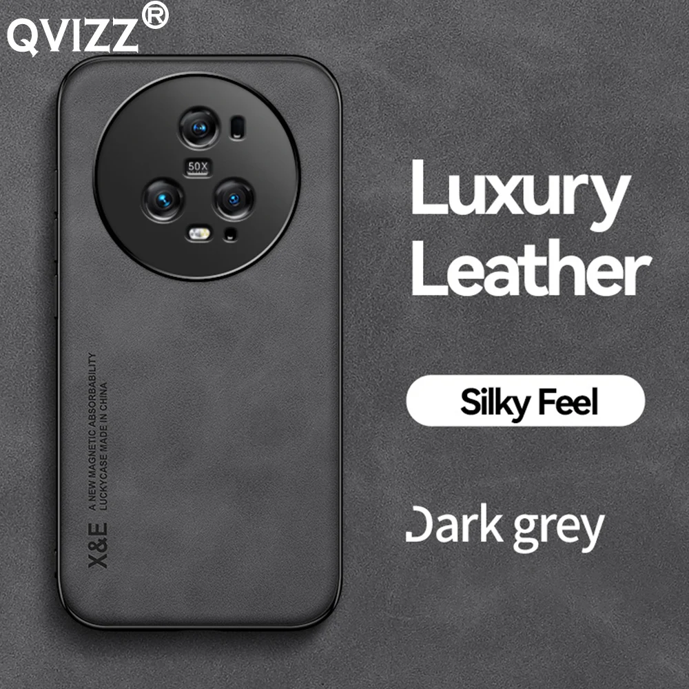 

Leather Case for Huawei Honor Magic5 Pro Magic5Pro Luxury Car Magnetic Holder Soft Edges Shockproof Phone Cover HonorMagic5Pro