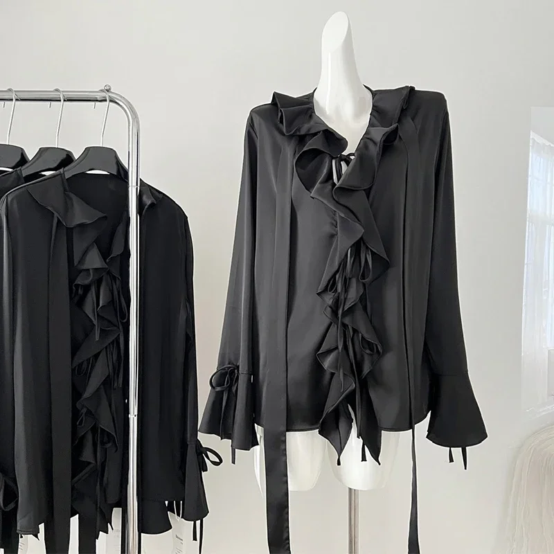 Женская винтажная рубашка с длинным рукавом