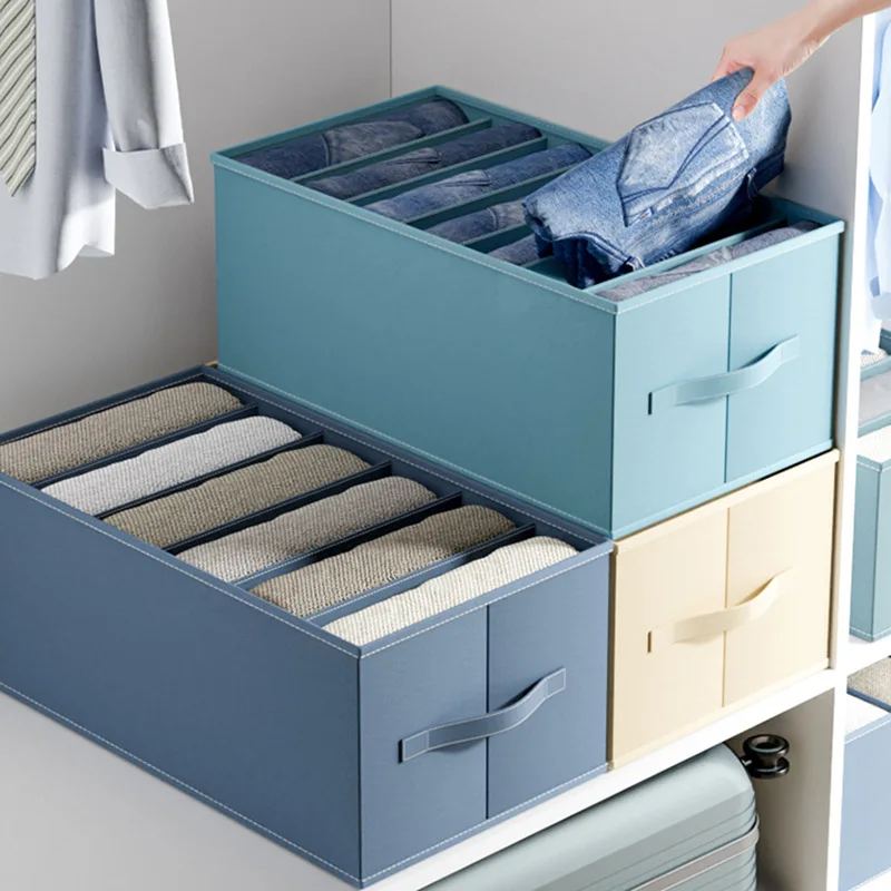 

Modern Clothes Pants Storage Box Clothing Closet Organizer Wardrobe T-Shirts Jeans Sweaters Organizer Bags Drawer Layering