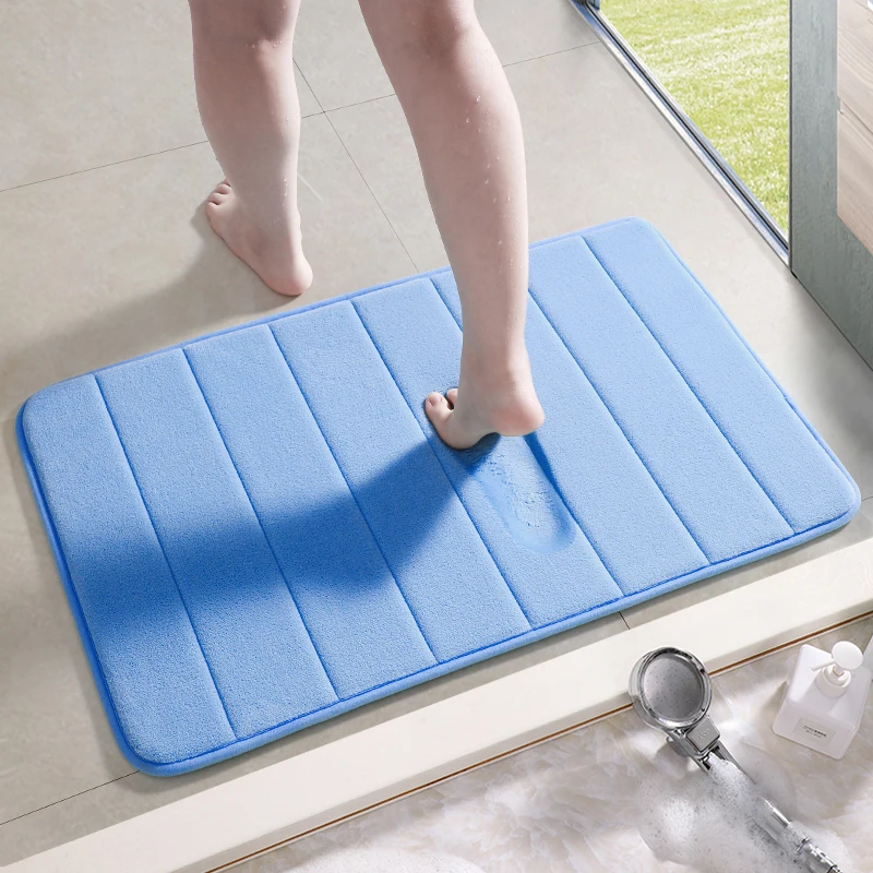 

Home Bath Mat Coral Fleece Bathroom Carpet Water Absorption Non-Slip Bath Decorative Carpet for Household Hotel