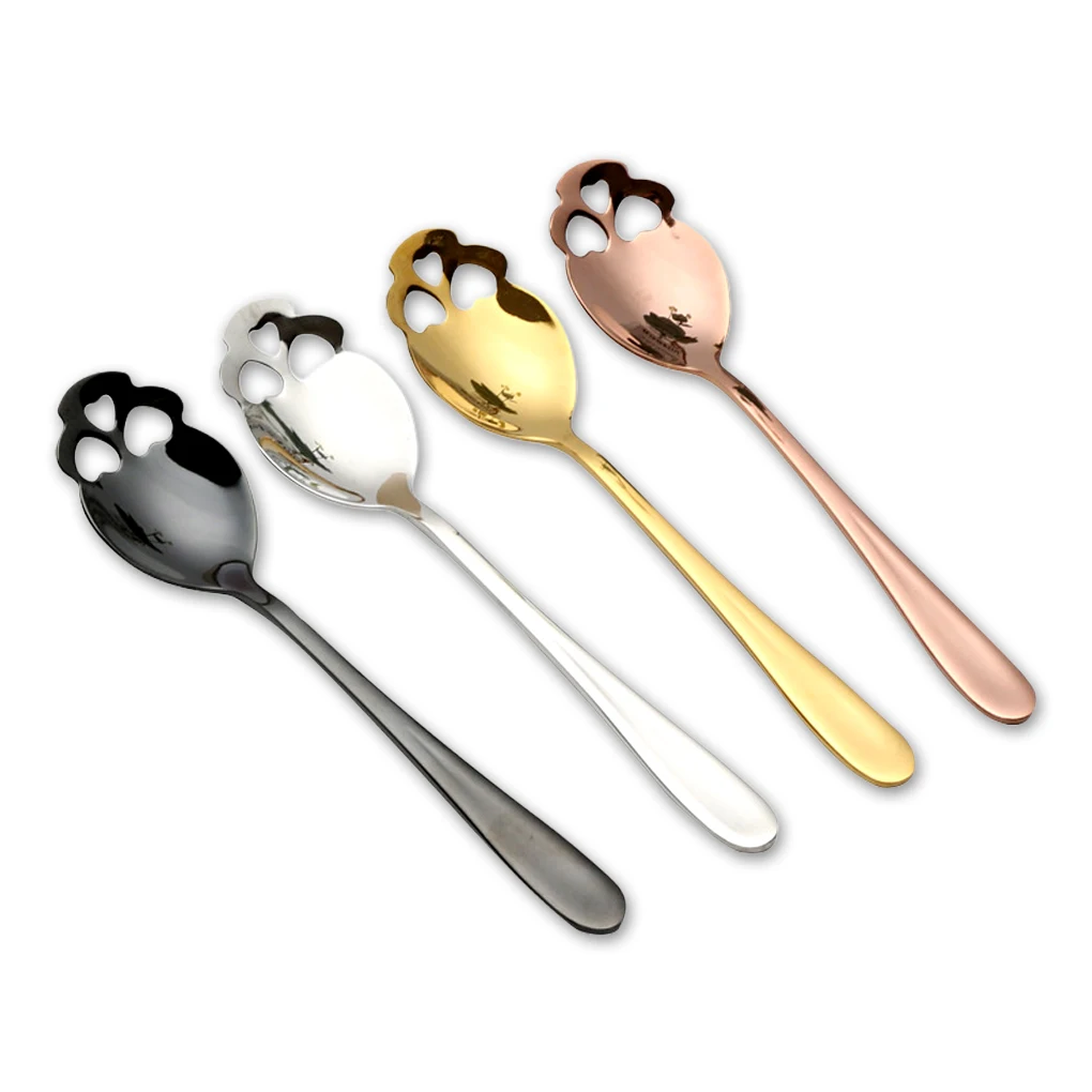 

Pack of 4 Teaspoon Set Stainless Steel Dessert Scoop Beverage Spoon with Handle Supplies Gifts for Birthday Wedding Party