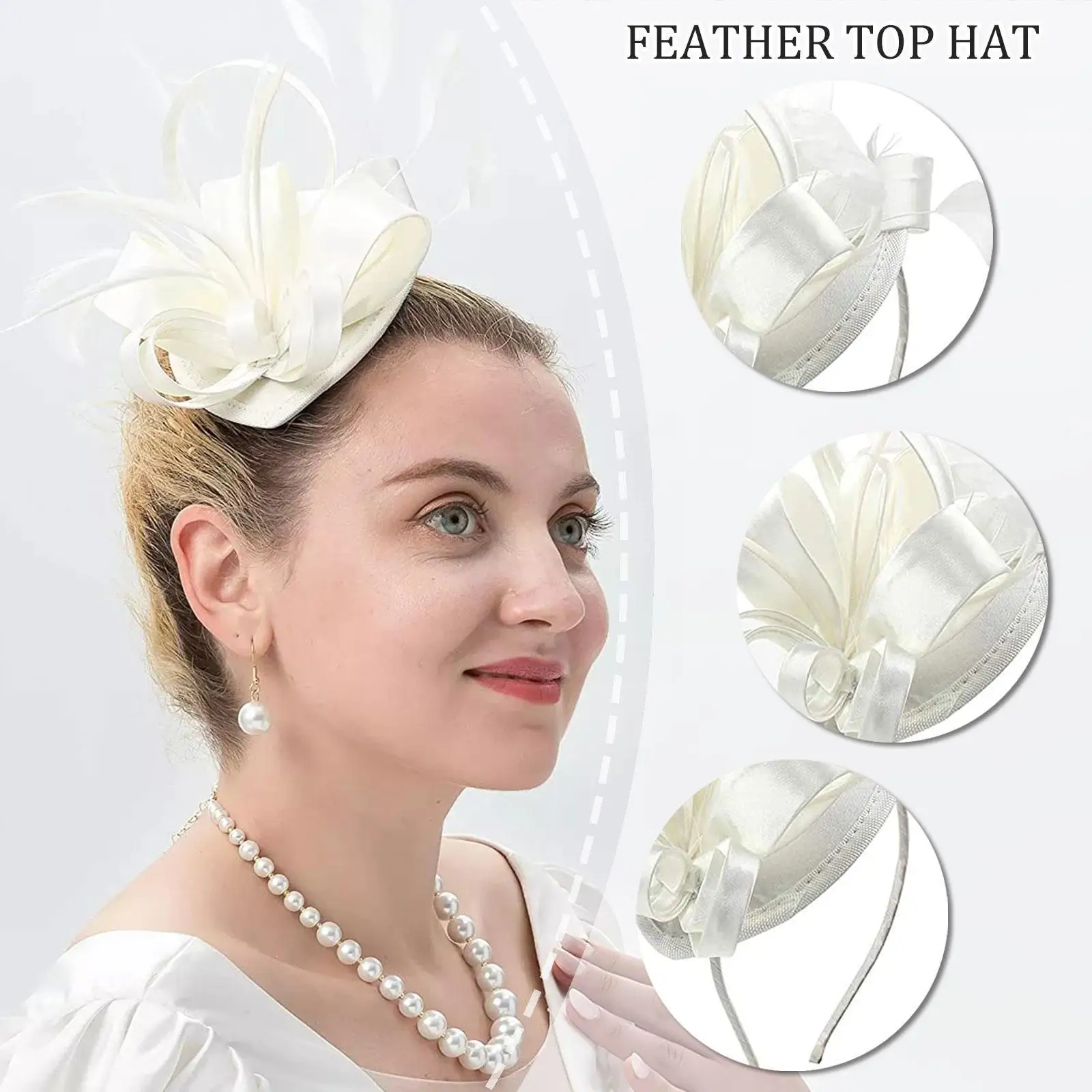 

Women Fascinators Hat Tea Party Feather Fascinator 1920's Queen Wedding Clip Prom Headband Flower Hair Headpiece Mesh Feath F8T2