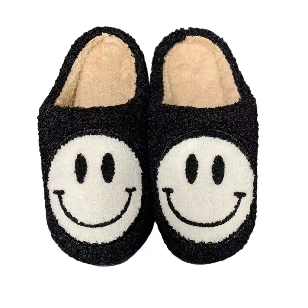 2023 Smile Face Lightning Blue/ Pink Cute Warm Indoor Family Slippers Winter Shoe For Adults And Children
