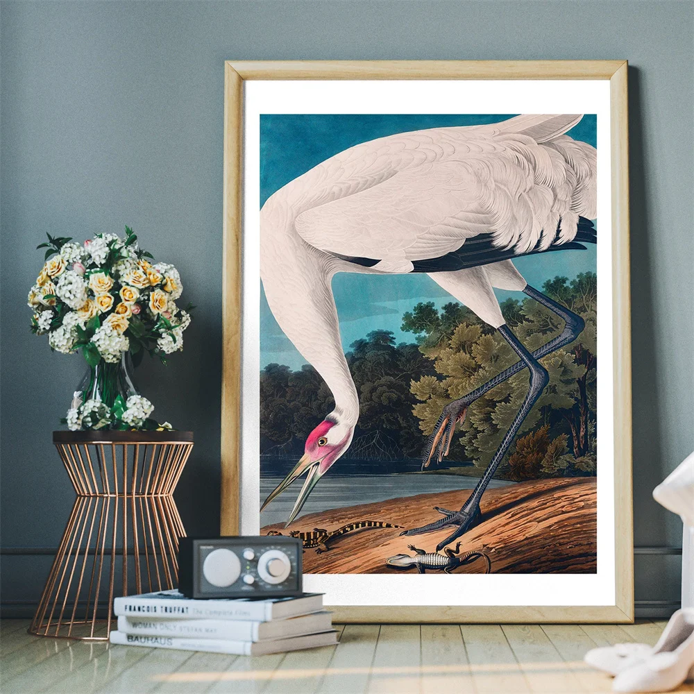 Винтажная Картина на холсте с птицами великолепная синяя Heron винтажная