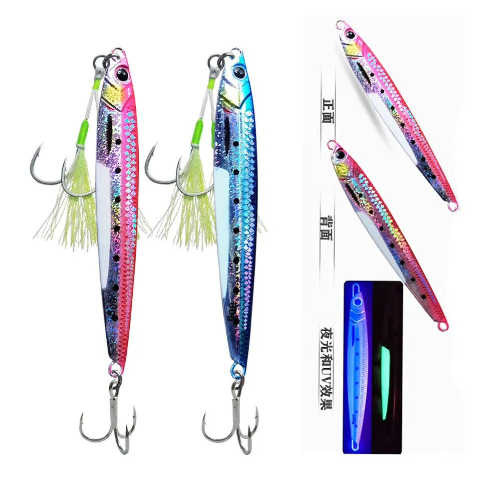 AS Pesca Slow JIg Lure Fishing UV Glow Jig 3D Print  Falling Angler 60g80g Metal Hard Bait Sinking Jigging Pesca Bait