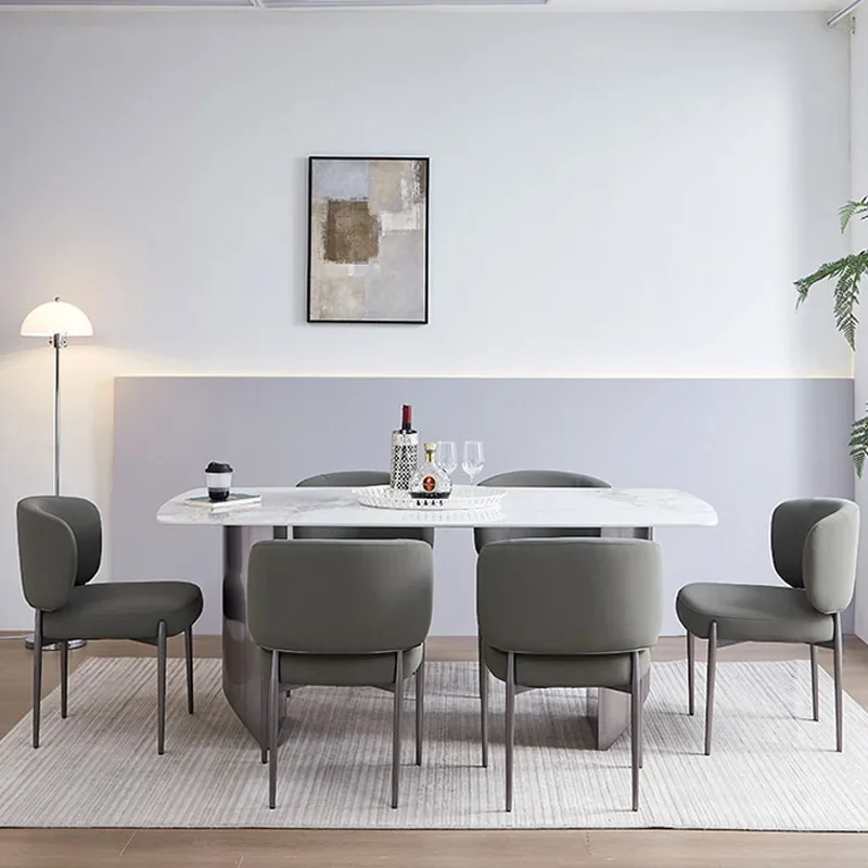 Итальянский стиль простой современный кожаный обеденный стул из нержавеющей