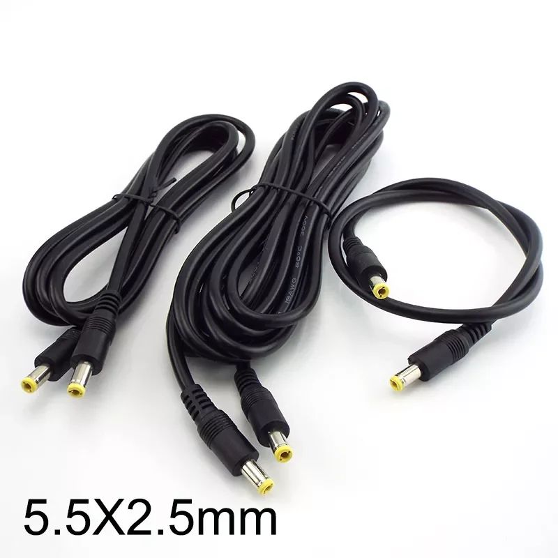 

5.5MM X2.5mm Plug Power cable connector 0.5m 1.5M 3m DC male to male Cord Adapter Extension wire for pc laptop power supply