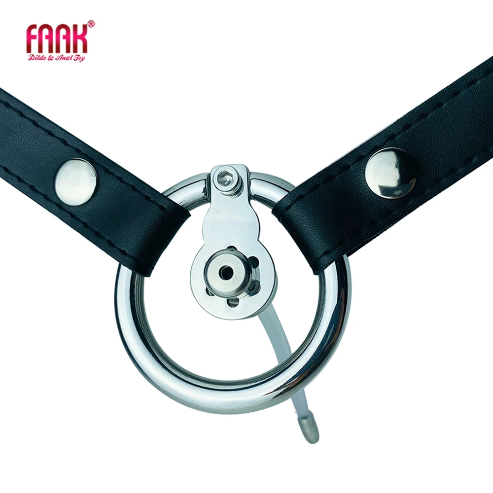 

FAAK New Strap-ons Chastity Cage Sex Toys For Men Stainless Steel Cock Ring With Urethral Catheter Flat Sheath Bondage Harness
