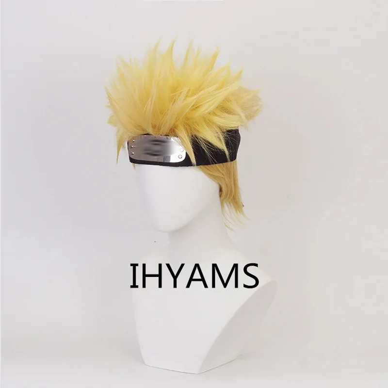 Узумаки Косплей Парики 30 см Короткие золотисто-желтые термостойкие парики из