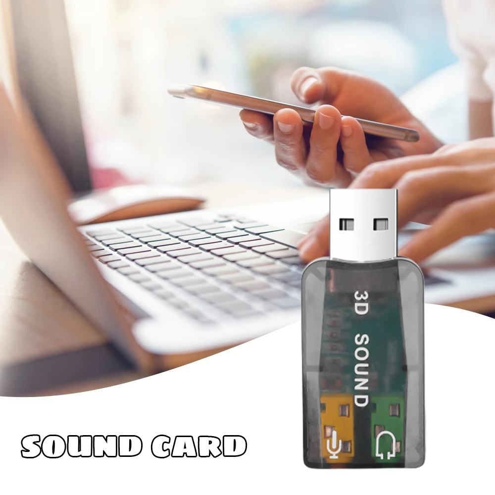 

USB Sound Card 3.5mm Microphone Headphone Jack Stereo 3D Audio Adapter No External Power Supply Required H-best