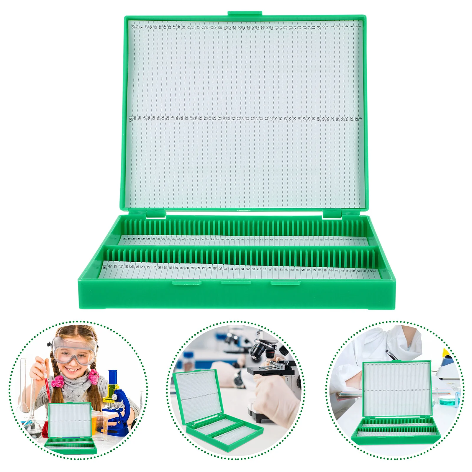 

Biological Specimen Box Multi Slots Prepared Plastic Organizer Box Container Microbiology Slide Case Specimen Display Case Basic