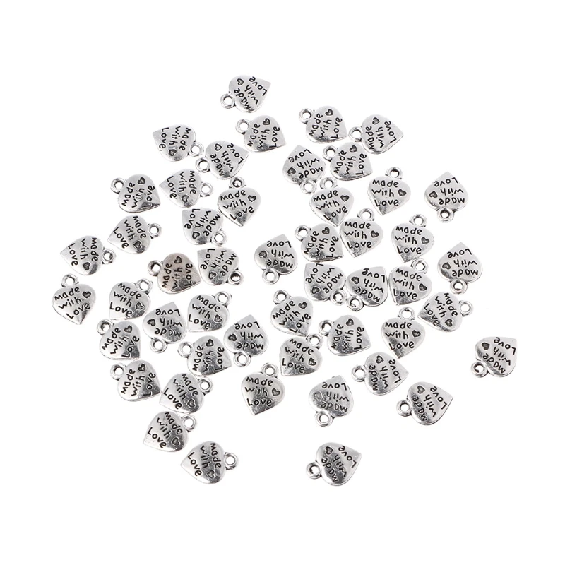 

50pcs Retro DIY Message Love Charms 12x10mm Pendants for Zipper Pulls Earring