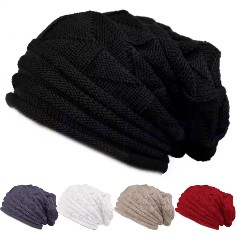 New in Men Unisex Knitted Baggy Beanie Hat  Winter Warm Hats Ski Slouchy Cap Skullies Beanies Wool Cap Beanies Winter jackets