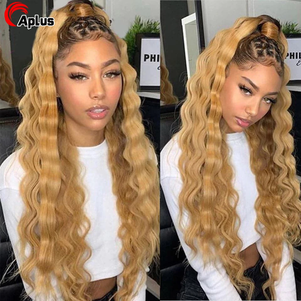 

Омбре медовая Блондинка 13X4 глубокая волна кружевные передние al парики для женщин хайлайтер парик человеческие волосы 1B 27 цветные кружевные передние человеческие волосы парик