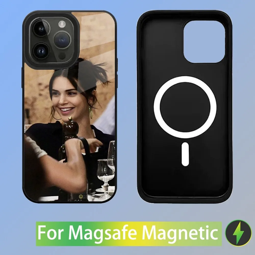 Чехол для телефона Kendall Jenner iPhone 15 14 13 12 11 Plus Pro Max Mini Magsafe магнитная Беспроводная