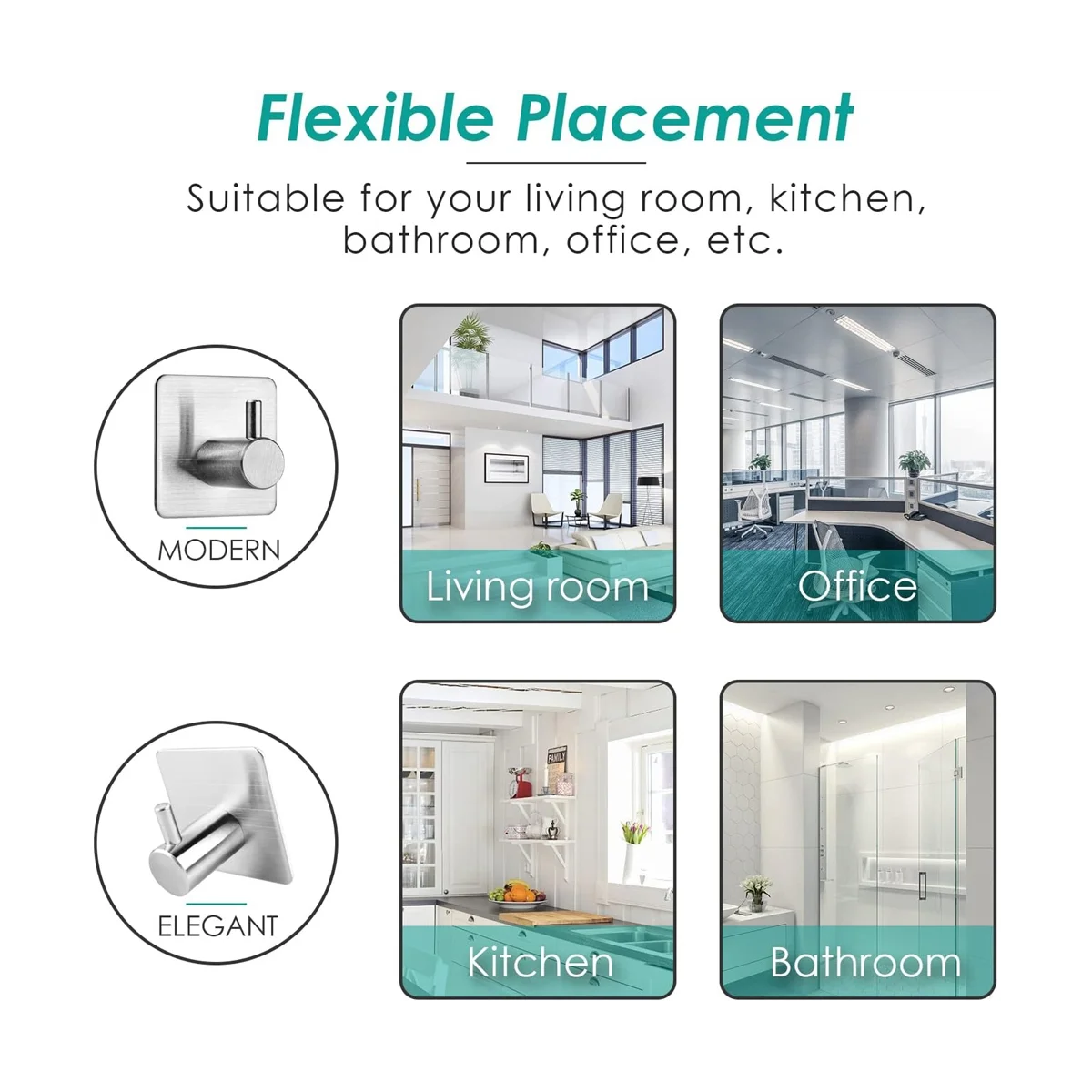 

Towel Hooks 9 Pieces Towel Racks, Self-Adhesive Adhesive Hooks Wall Hooks Made of Stainless Steel, for Toilet Kitchen