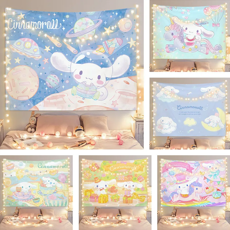 

Cute Big Ear Dog Printed Tapestry Lovely Background Cloth Dormitory Bedside Wall Hanging Cloth Kids Bedroom Home Decor