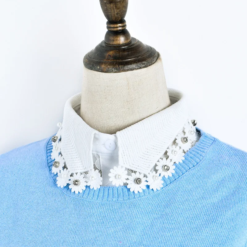 

Sitonjwly Для женщин рубашка с отворотами имитация поддельный съемный воротник ошейники для собак декоративные рубашка Топы Съемная искусстве...