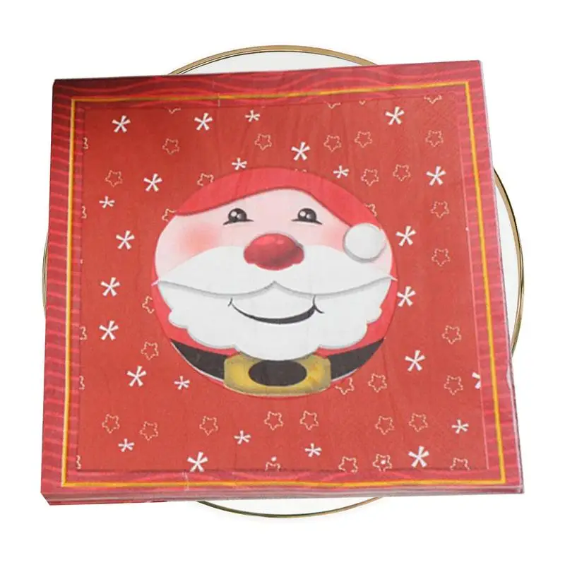 

Decorative Christmas Napkins Santa Claus Napkins Christmas Party Decoration 2 Layer Dinner Party Red Napkin Cocktail Hand Towel