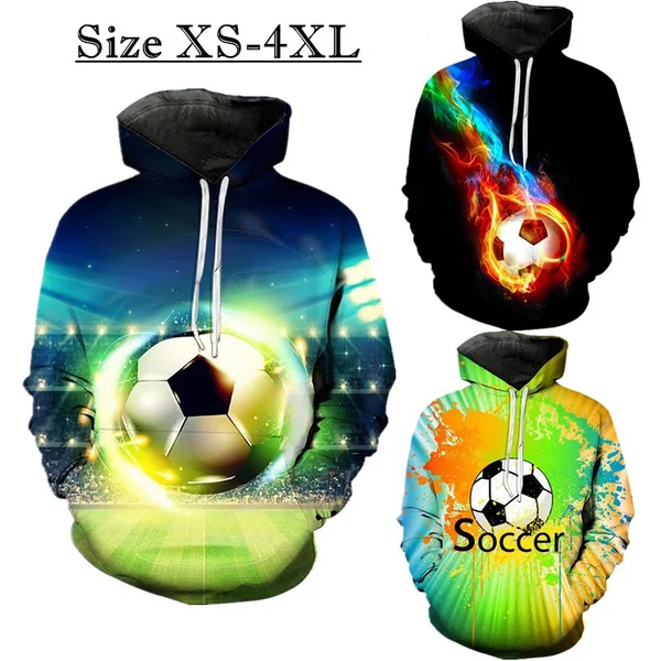 

Unisex 3D Soccer Printed Hooded Sweatshirt Autumn Casual Hoodie Pullovers for Football Fans