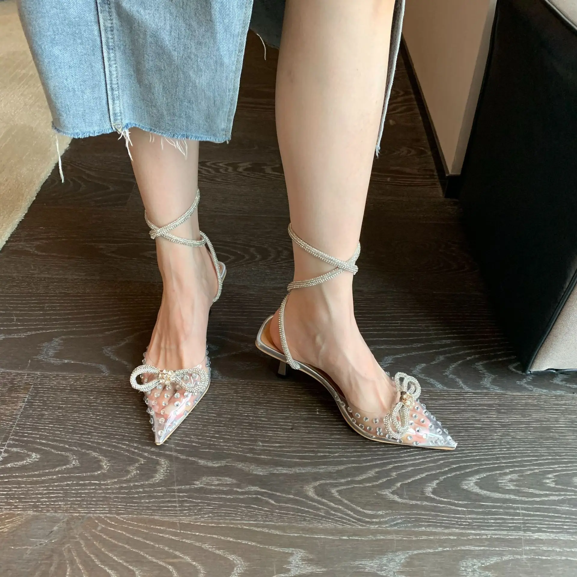 

IPPEUM Sandals Women 2022 Double Bow Sandals Summer Shoes Wedding High Heels Designer Shoes Women Luxury 2022