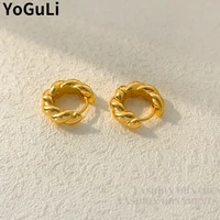 trendy jewelry metal earrings simply design high quality metal brass thick plated golden color small drop earrings women gifts