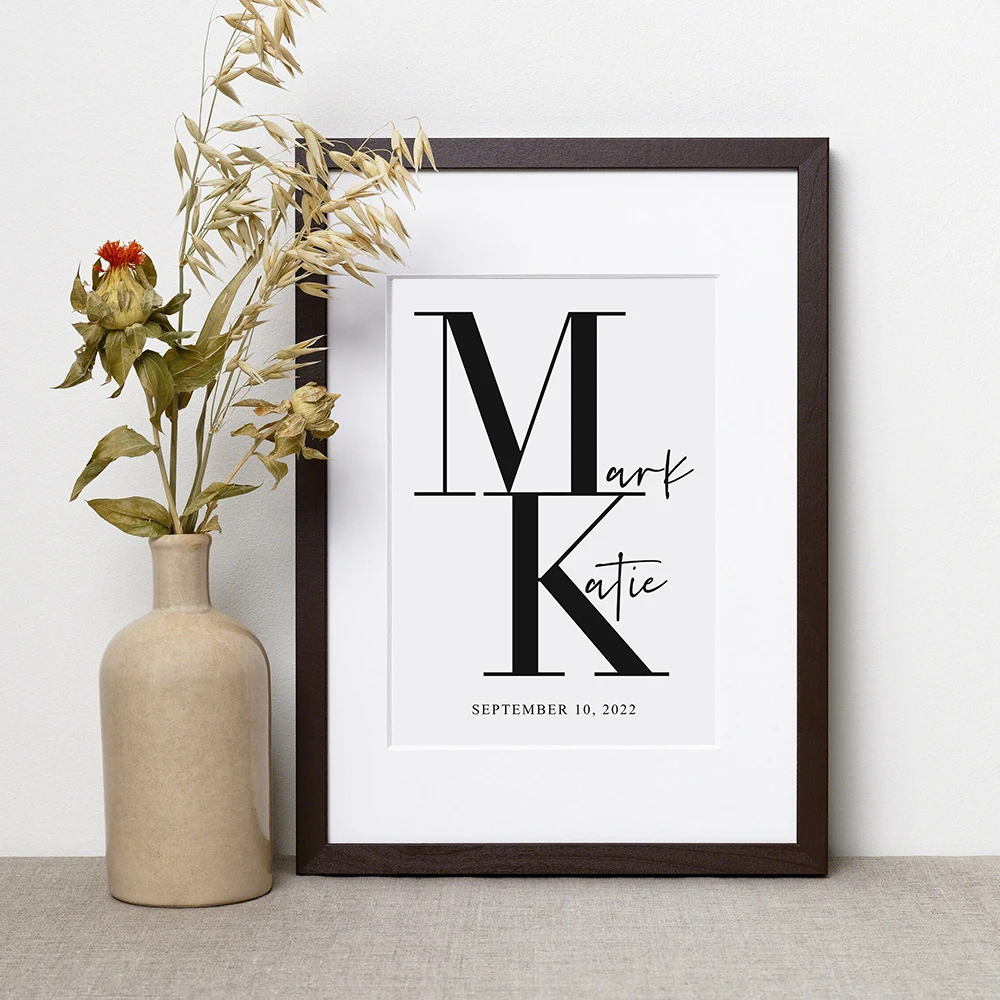

Personalized Posters Prints Custom Couple Names and Date Wall Art Canvas Painting Wedding Anniversary Engagement Gift Pictures