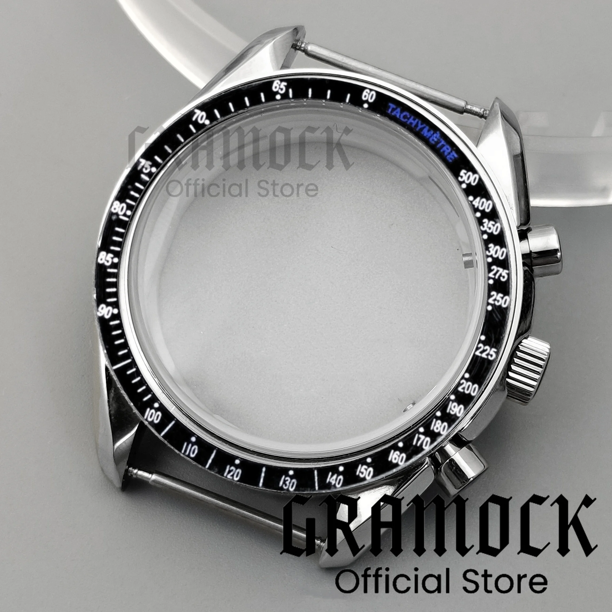 Фото Стеклянный корпус Gramock 40 мм с покрытием из стали 316L, желтый, серый, черный, красный, аксессуары для часов, подходят для VK63 VK64 VK67 VK68, кварцевый механизм №2